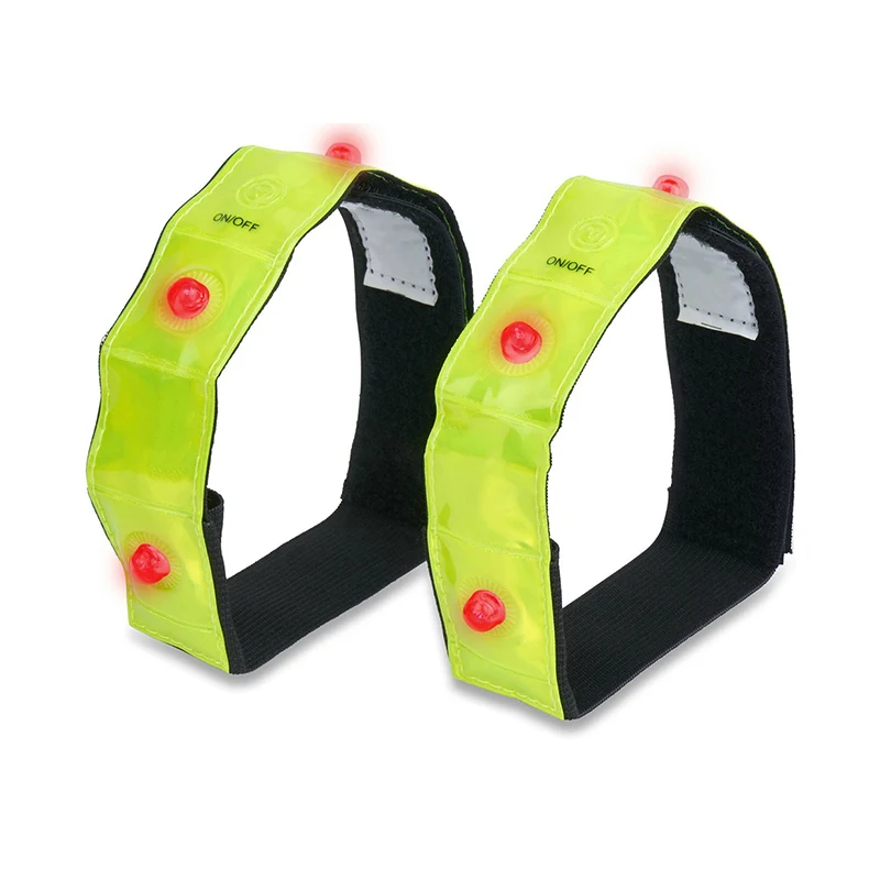 

2Pcs Reflective Bands Safety Flashing Armband Belt Glow In The Dark Bracelet For Night Jogging Walking Biking Cycling Running