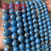 natural blue turquoises shell howlite stone beads round loose spacer beads for jewelry making diy bracelets 15 4 6 8 10 12 mm