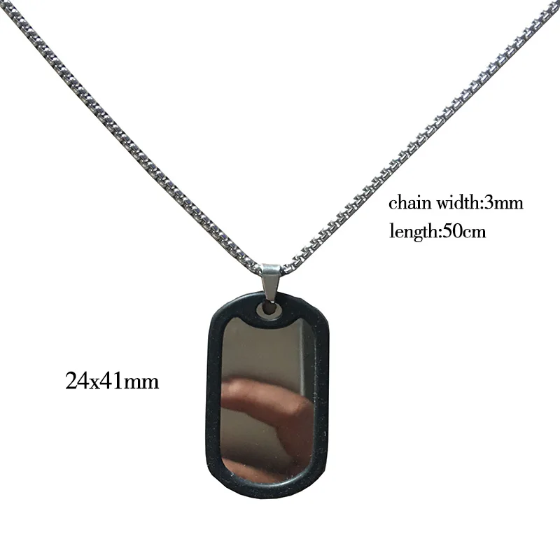 Нержавеющая Сталь Dogtag кулон ожерелье для мужчин пустой армии Ketting солдат Военная пластина воротник зеркальная полировка - Окраска металла: 24x41 50
