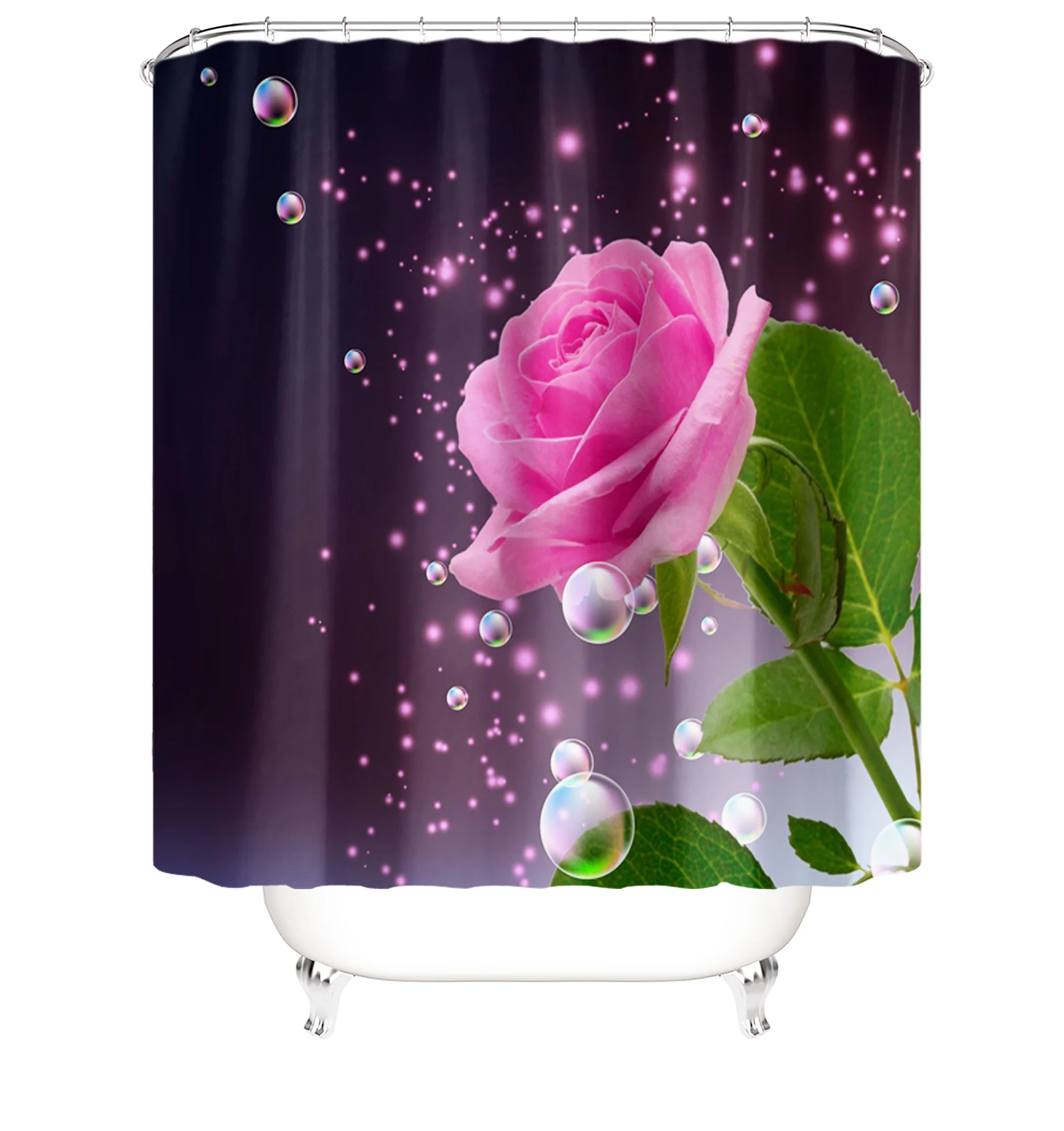 pink rose shower curtain fantasy modern bathroom set fashion pattern bath curtains non slip toilet cover floor and mat rug sets free global shipping