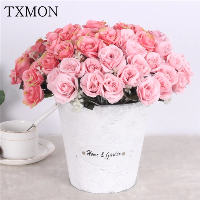 Европейский искусственный цветок 12 головок французская Роза для дома гостиной