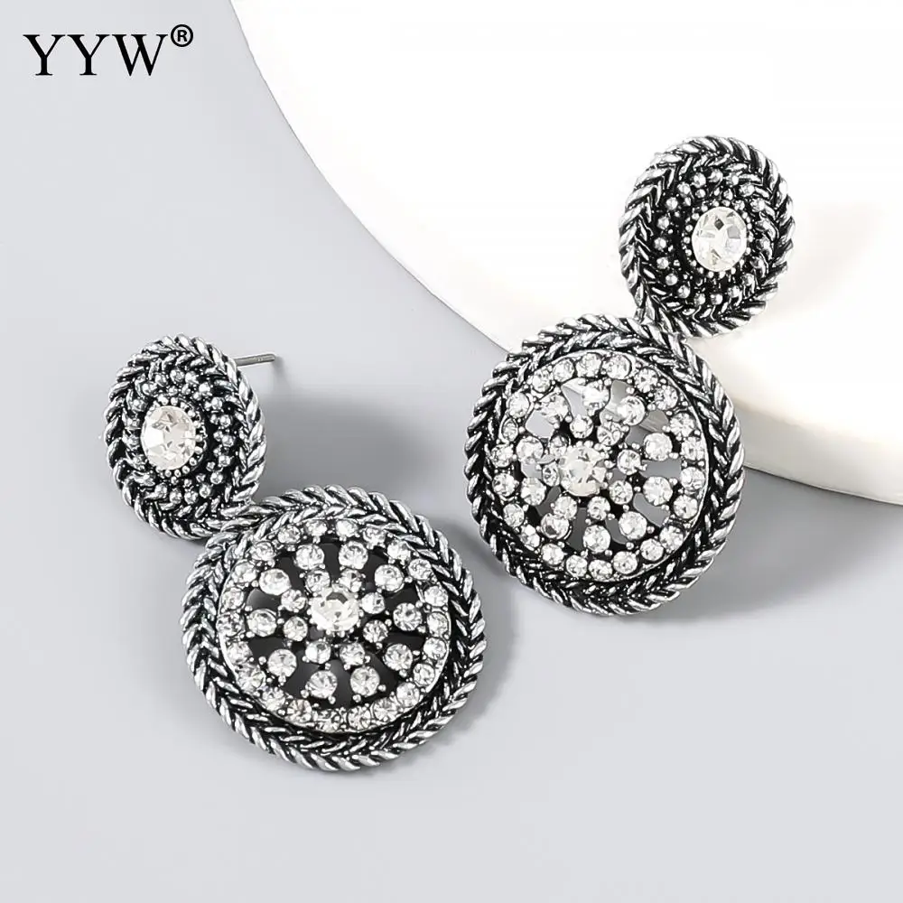 

2021 Zinc Alloy Rhinestone Drop Earring Vintage Gold Earrings For Women Brides Fashion Crystal Bridal Wedding Jewelry Gifts #N