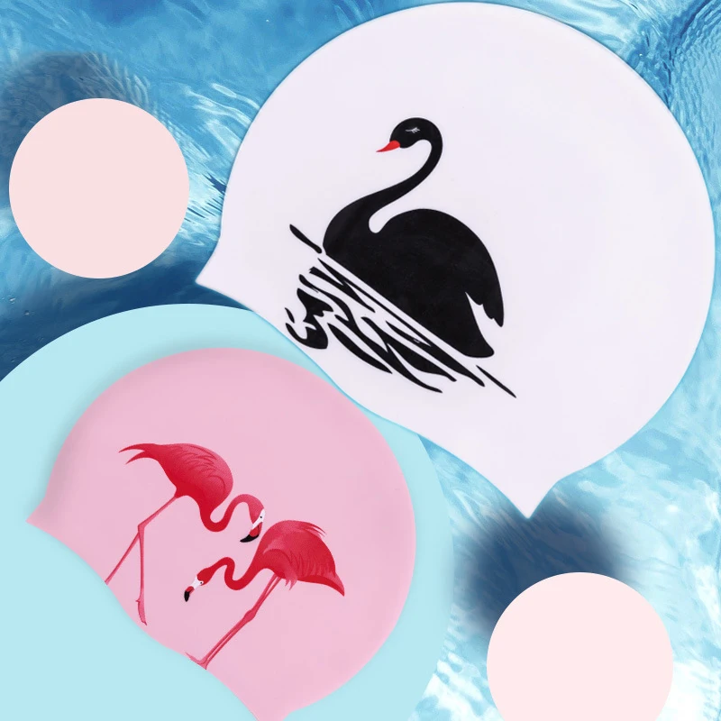 Силиконовая шапочка для плавания с мультяшным принтом девочек и женщин