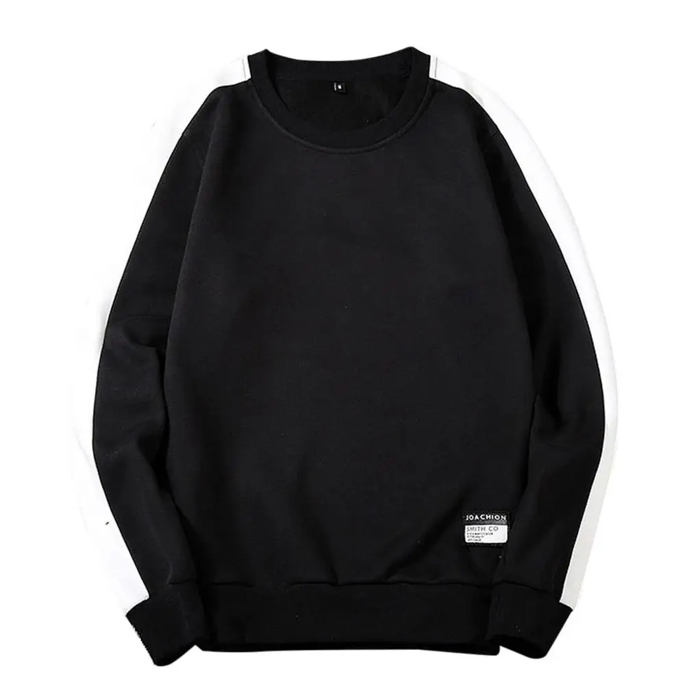 

black white solid men 2020 Loose casual Sweatshirts Men's Style Casual Fashion Patchwork O-Neck Long SleevesTop Blouse hoodie