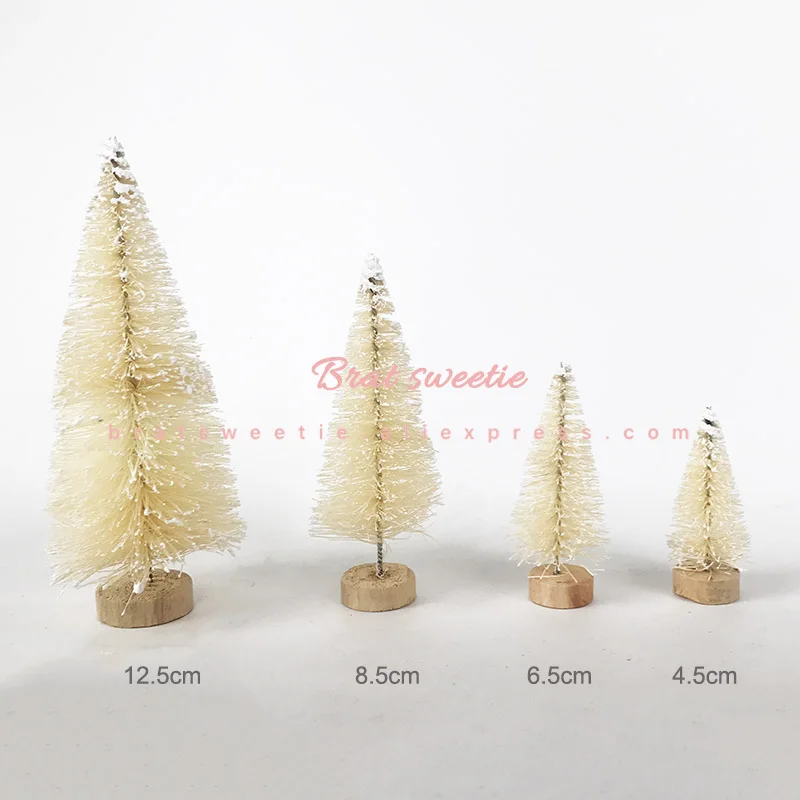 4pc mini tree White Белое золото зеленое сизалевое волокно Мини Рождественская елка Снежный Мороз сосновая елка модель игрушки DIY ремесло настольное украшение рождественские украшения - Цвет: 4pc mini tree White