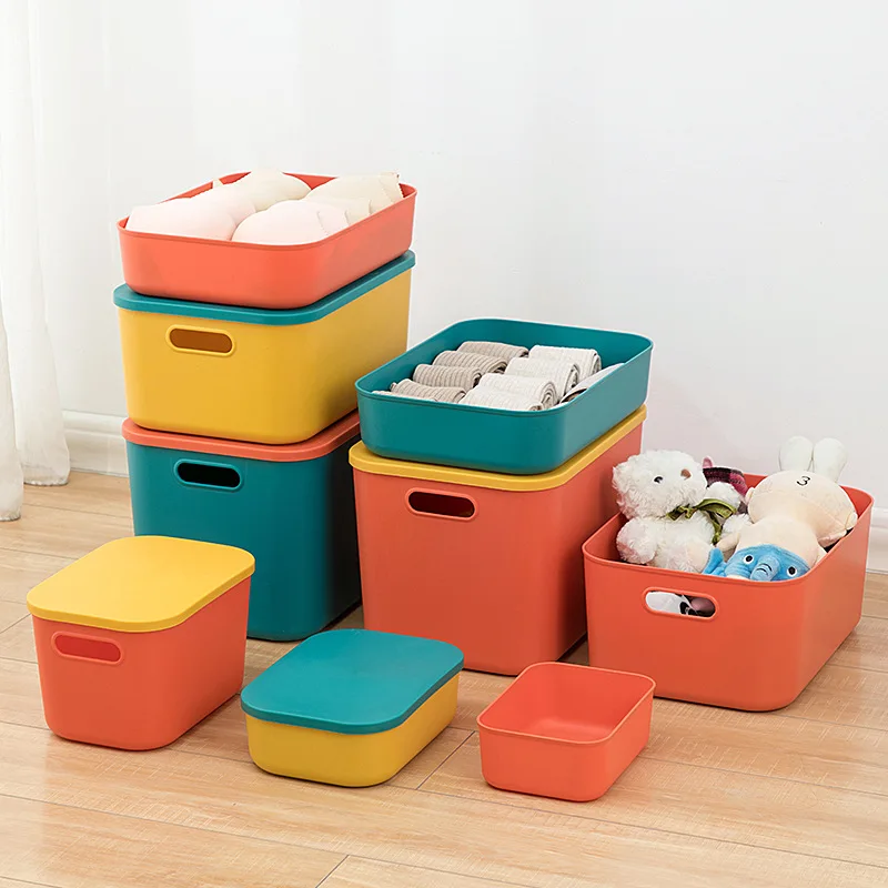 

Домашний пластиковый контейнер для хранения мелочей, контейнер с крышкой, корзины для закусок, игрушек, пикника, портативный органайзер большой емкости для мелочей