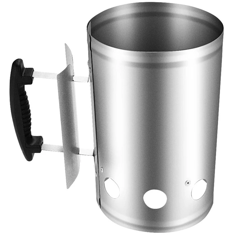 Hot Grill Barbecue Bbq Galvanized Steel Chimney Lighter Basket Outdoor Cooking Quick Rapid Fire Briquette Charcoal Starters Can |