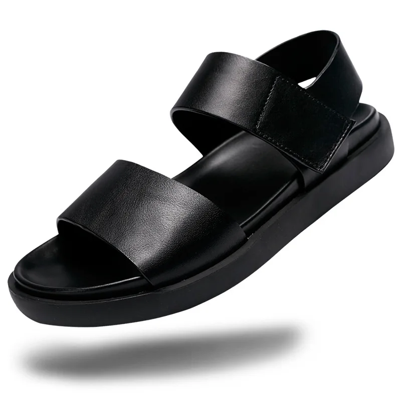 

Men Slippers Flip Flops Casual Shoes Beach Outdoor Summer Leather Sneakers Sandals Men Genuine Leather Roman All-match Cowhide