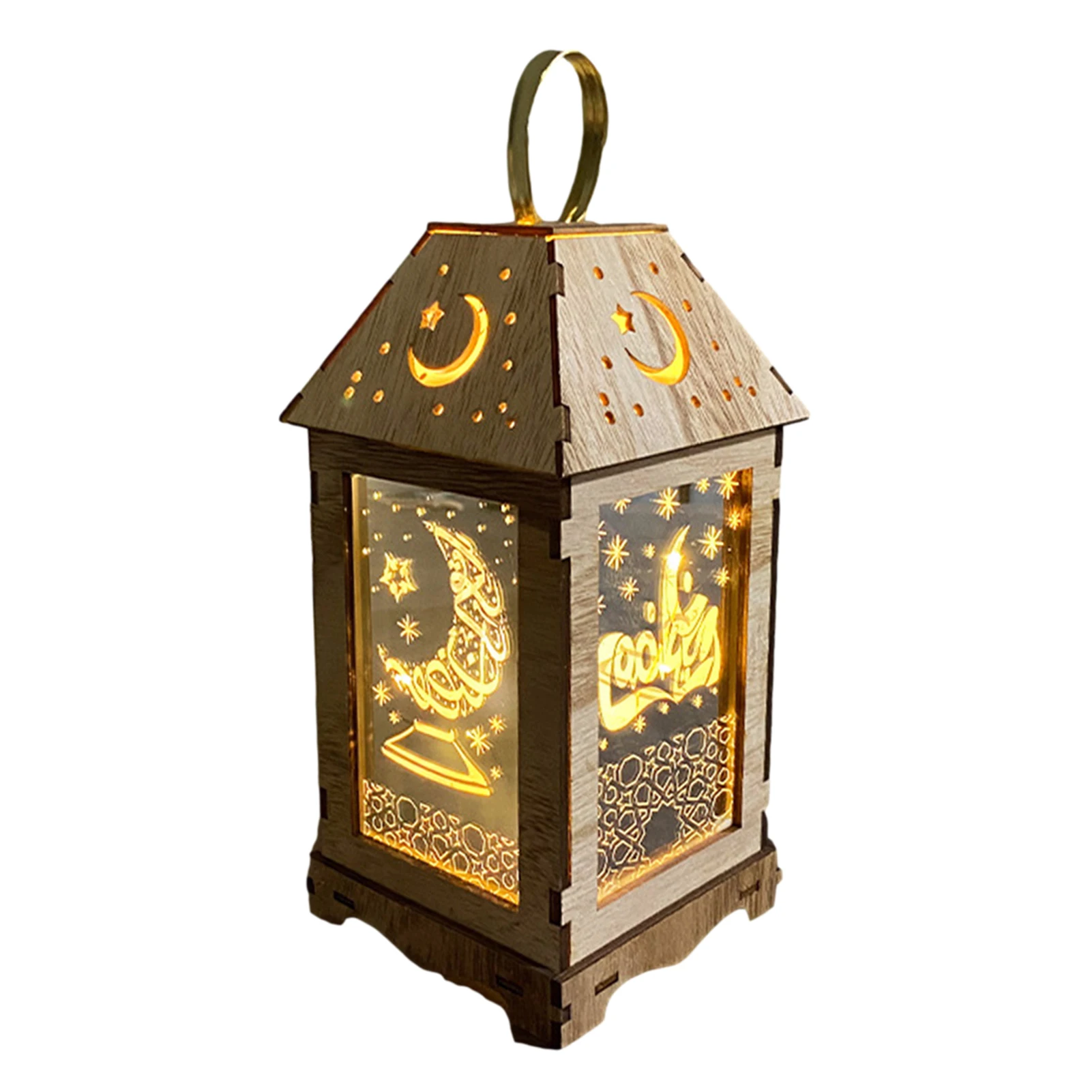 

Ramadan Decorative Lantern Wooden Lantern With LED No Battery LED Lights Festival Lantern Happy Eid 2021 Lights Decoration