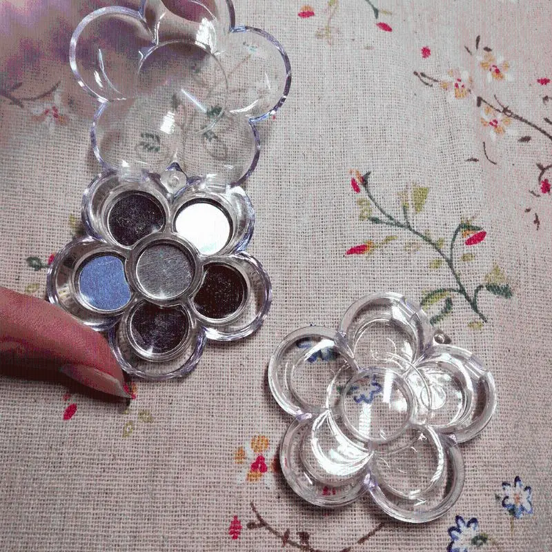 

New 6 Grids Plum Blossom Flower Shape Empty Eyeshadow Case Transparent Plastic DIY Lipstick Powder Box Container Cosmetic Tool
