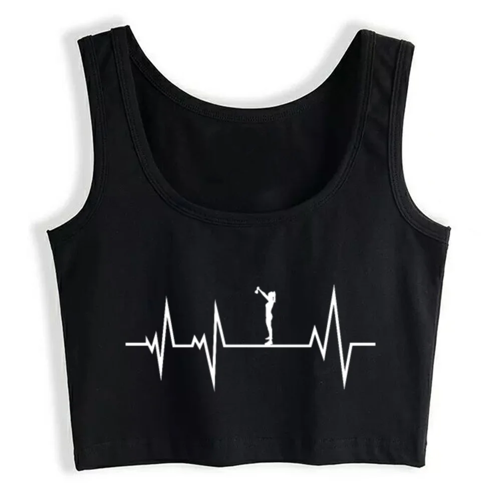 

Crop Top Women Kettlebell Workout Weightlifting Heartbeat Y2k Gothic Emo Harajuku Tank Top Female Clothes