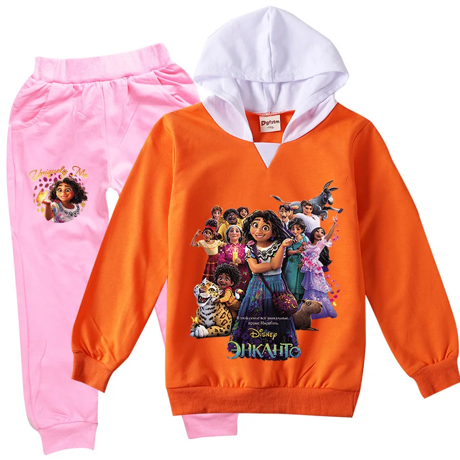 

Disney Movie Encanto Cartoon Print Cute Soft 65% Cotton Girls Boys Hoodie and Pink Fashion Sweatpants Set 2-15 Years Old