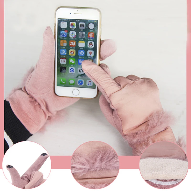 

Новые модные зимние перчатки для женщин, утолщенные перчатки для сенсорного экрана, бархатные перчатки, женские перчатки с разрезами, черны...