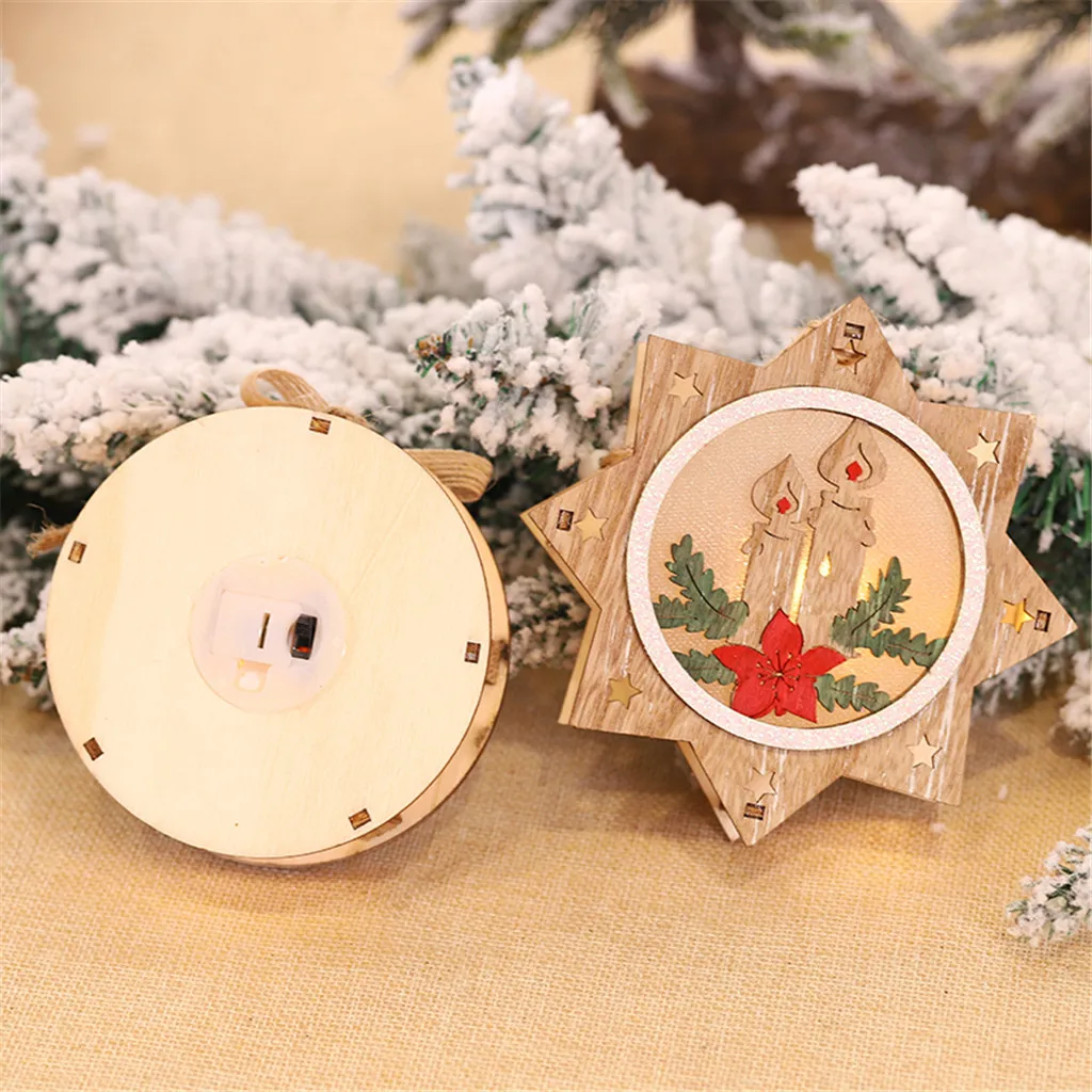 Рождественские деревянные звезды, украшения светодиодный светильник вешалка для рождественской елки деко Праздничная вечеринка, праздник, Рождество елки украшения