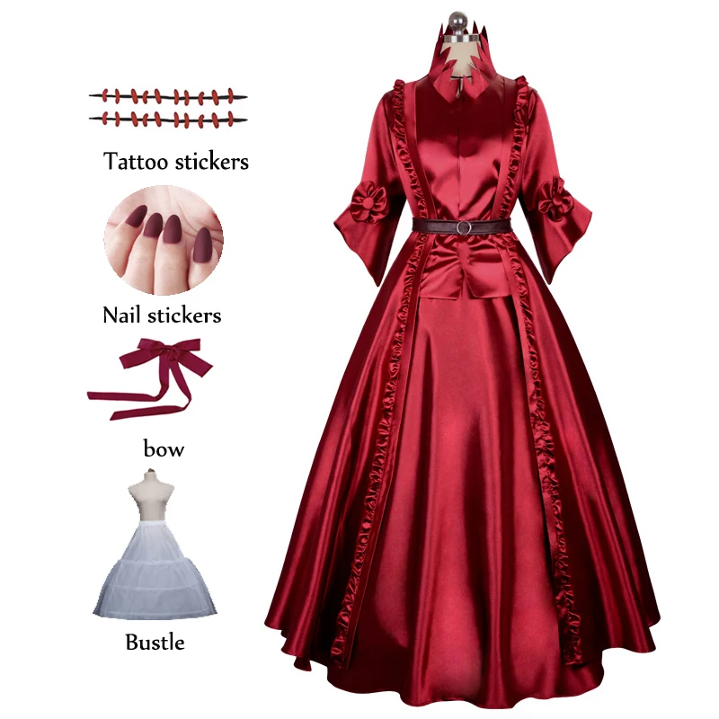 

Game Identity V Cosplay Crimson Mrs Red Mary Queen Lolita Long Dress Cosplay Costume Halloween for Women Outfit New