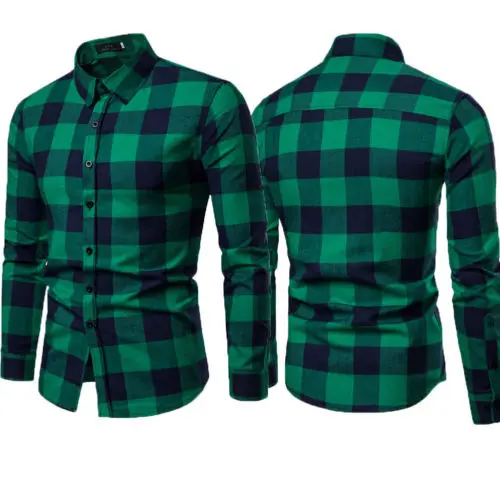 Рубашка Мужская Фланелевая в клетку с начесом хлопковая Повседневная модная