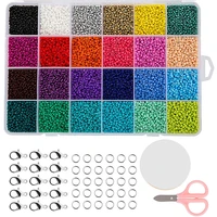 newest 24000 pcs multicolor 2mm pony glass seed beads with lobster clasps open jump rings and elastic crystal string
