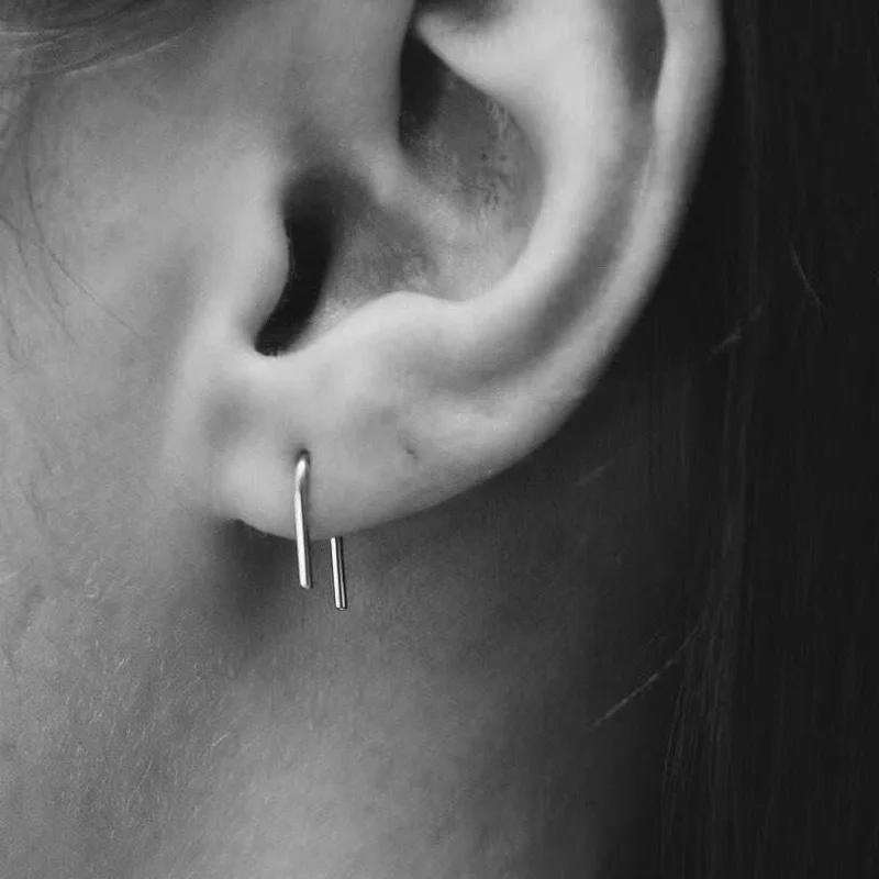 

Trendy clip earrings for women,925 sterling silver U Shaped Brief thin line,earlobe earbone piercing earring party casual gifts