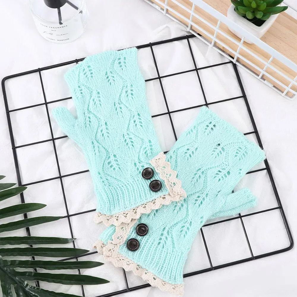 Женские Модные Рождественские перчатки с половинными пальцами Теплый шерстяной