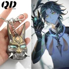 Брелок для ключей Genshin Impact Yasha Xiao Mask, металлическая цепочка для ключей для косплея, подарок из высококачественного металла