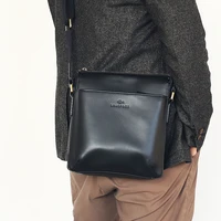 lanspace mens leather single shoulder bag fashion brand messenger bag first layer leisure cow leather mens bag