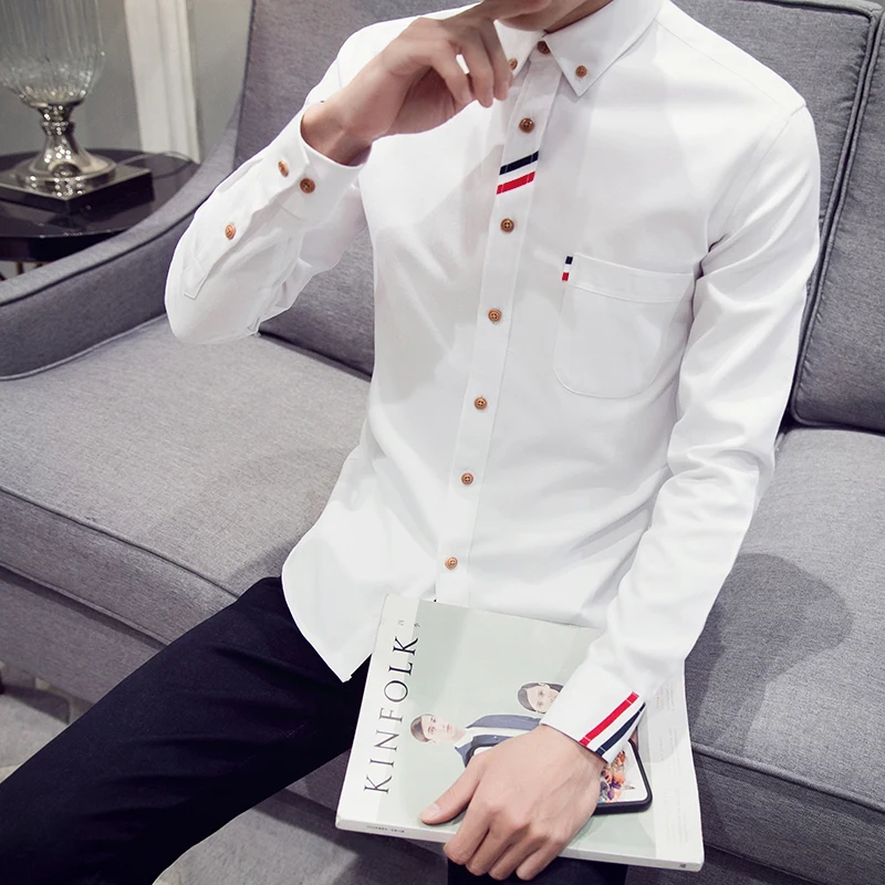 

New Classical Dress 2020 Male Shirt Spring Autumn Long Sleeve Solid France Formal Business Men Social Shirts CS15