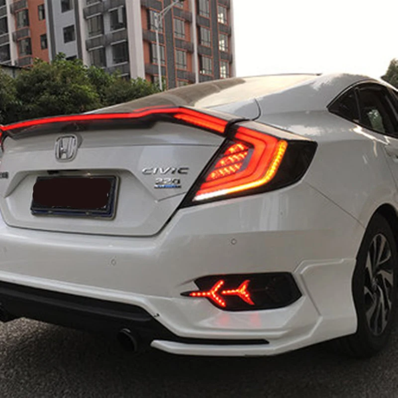 Светодиодный красный Копченый задний фонарь для Honda Civic 10th хвост светильник s 2016