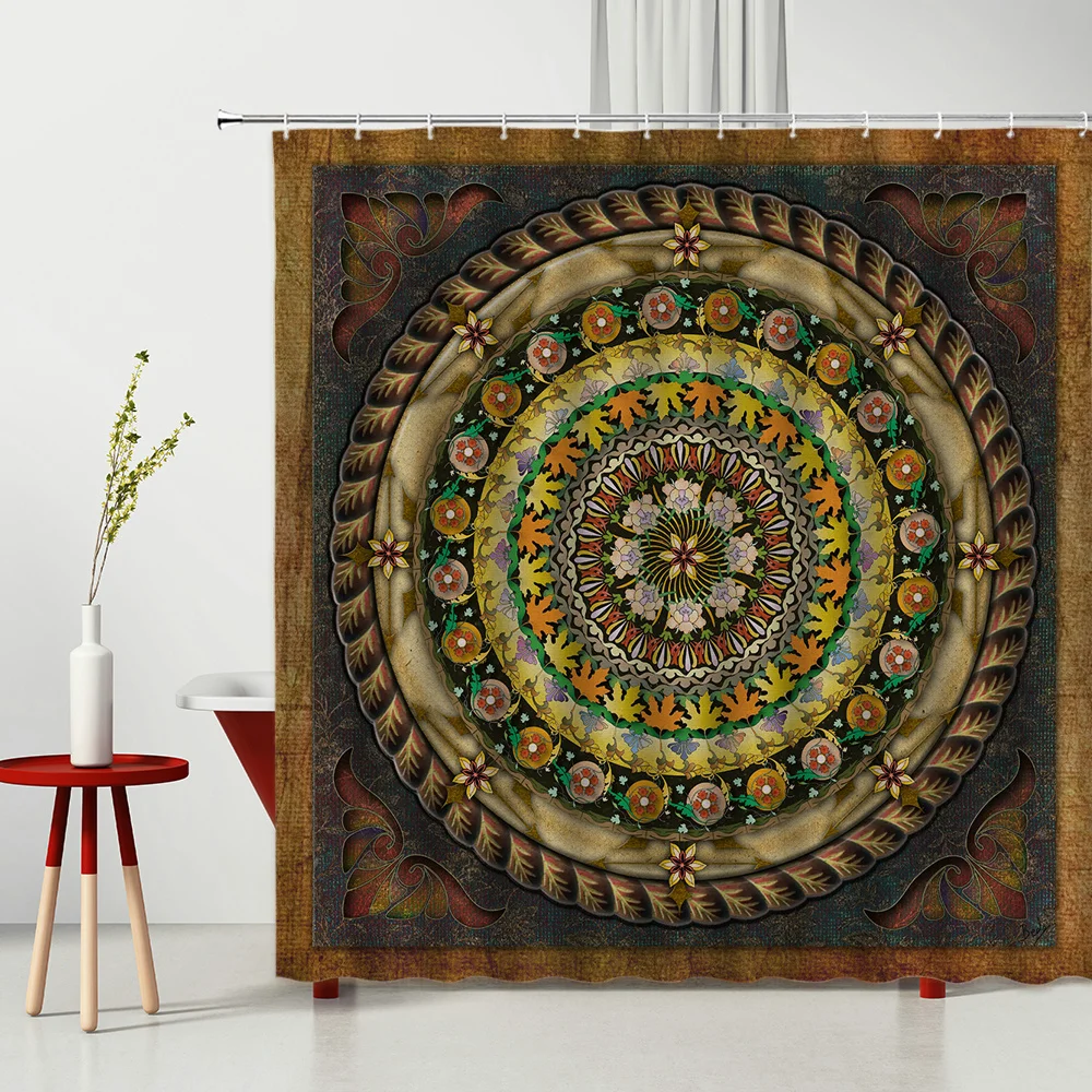 

Bohemian Shower Curtain Nordic Style Flowers Geometric Patterns Cloth Waterproof Curtain Bathroom Decor Multiple Size With Hooks