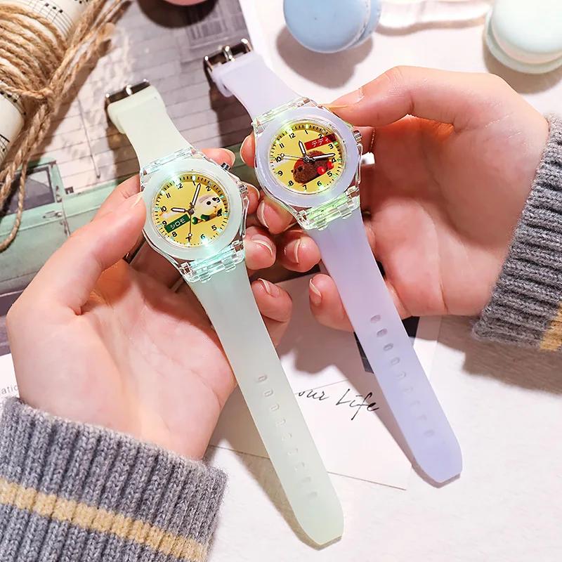 

Children Watch Cartoons Mouse Watches Elementary Student Watch LED luminous Wristwatch Silicone Girls Kids relogio