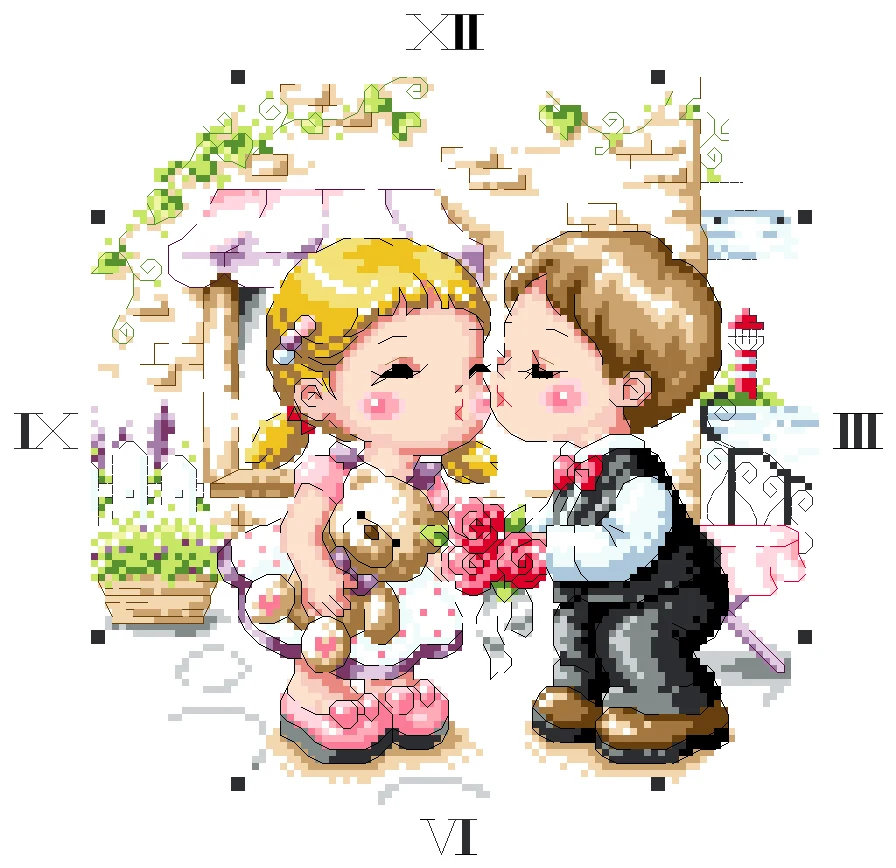 Cross Stitch Set Chinese Cross-stitch Kit Embroidery Needlework Craft Packages Cotton Fabric Floss New Designs Clock SY-632