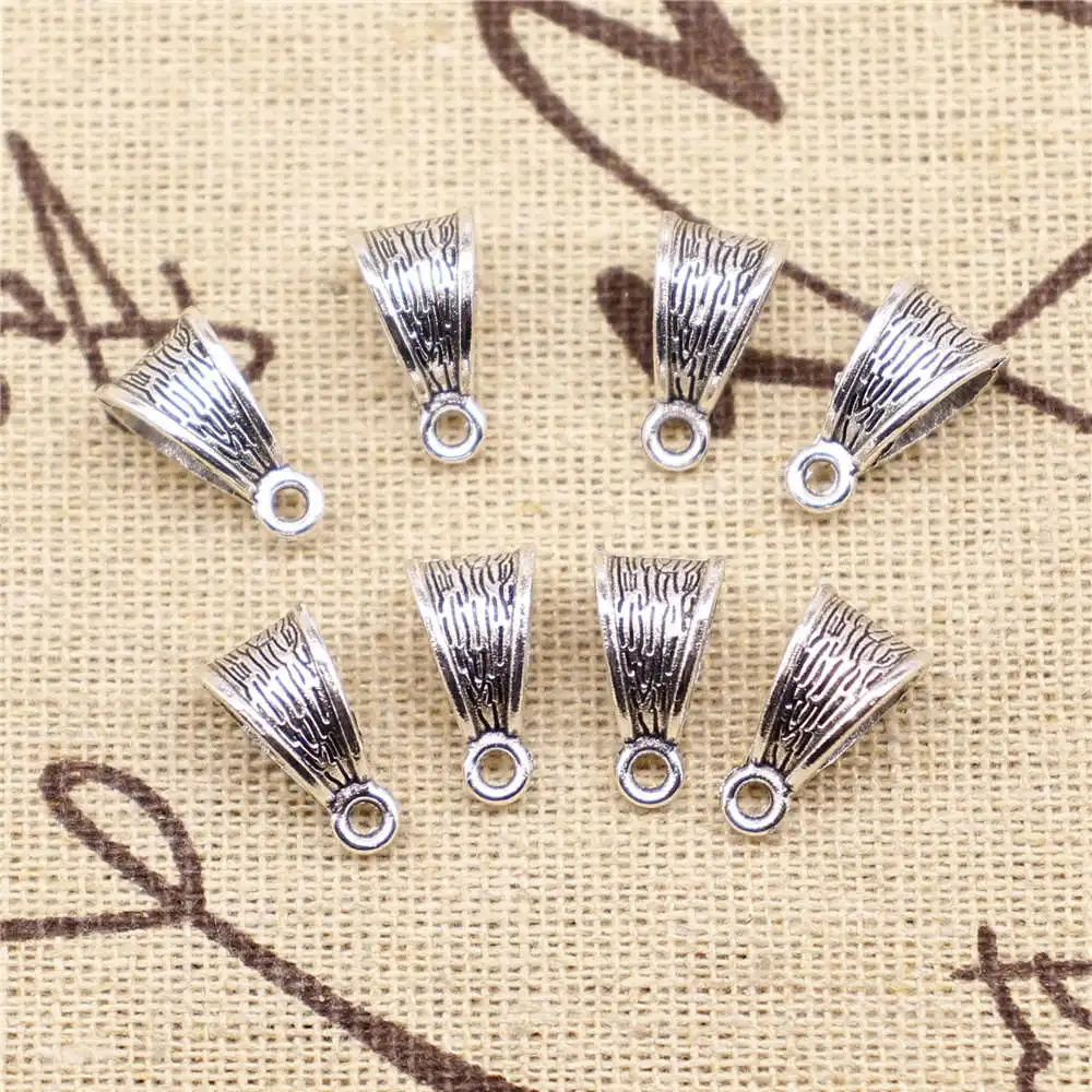 

Jewelry Making Charms bead caps 40pcs 14x7x7mm antique silver color Tee Hanging Head bead caps