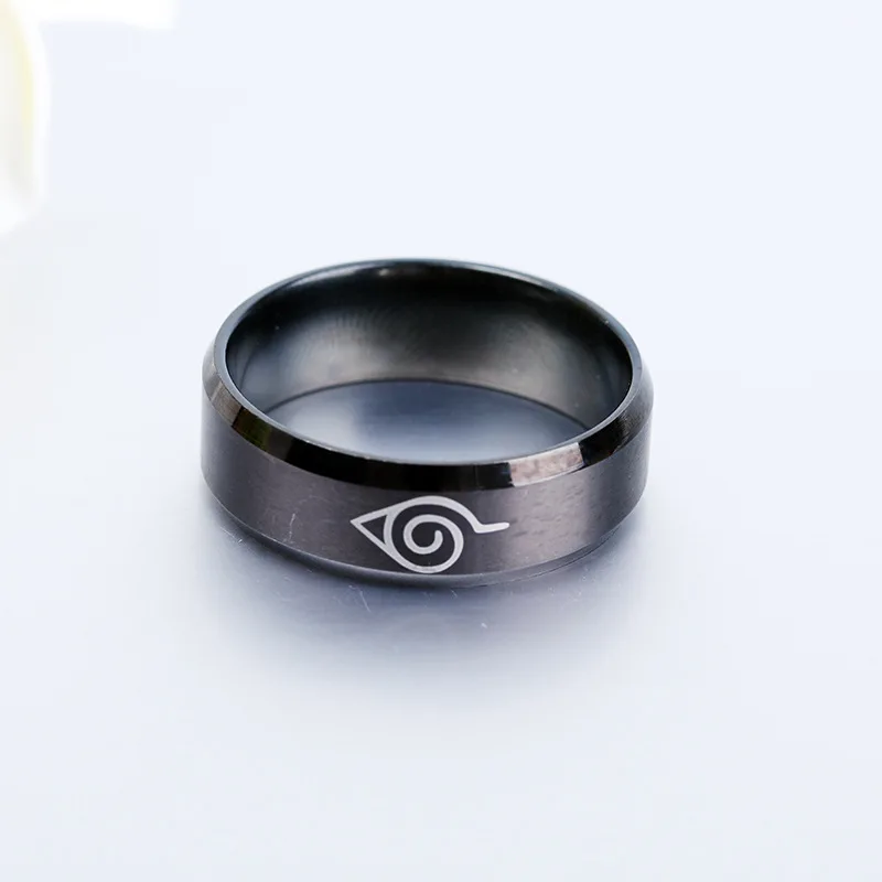 

Anime Naruto Cosplay Rings fashion men's jewelry ring Black Gold Metal Ring Stainless steel Jewelry Accessories Wholesale