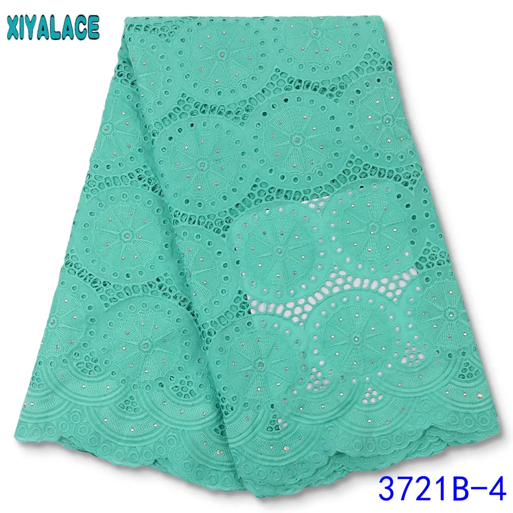 2020 High Quality African Lace Fabric Cotton Fabric Embroidery Swiss French Lace Pure Whites Cotton Lace with Stones KS3721B