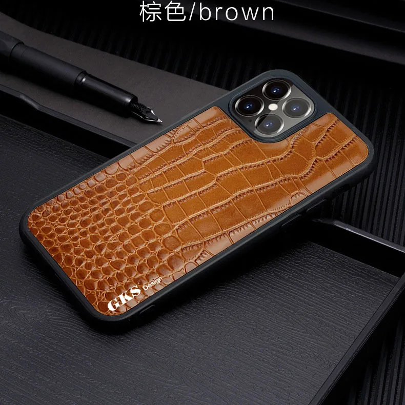 

Suitable for Apple phone iPhone 12 crocodile-print cowhell phone case high-end business phone leather case