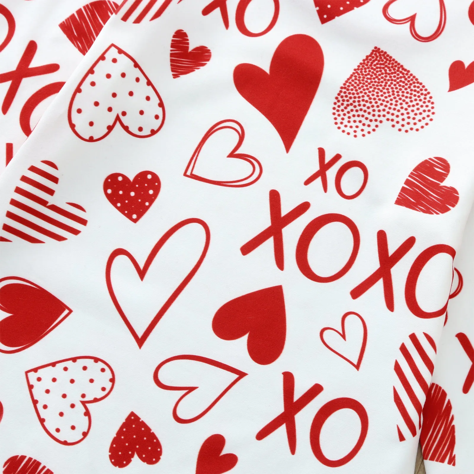 

3-18 Months Infant Baby Girls Valentine's Day Hearts Print Romper 1046 Jumpsuit+Headbands Red Bows Children's Clothing Set