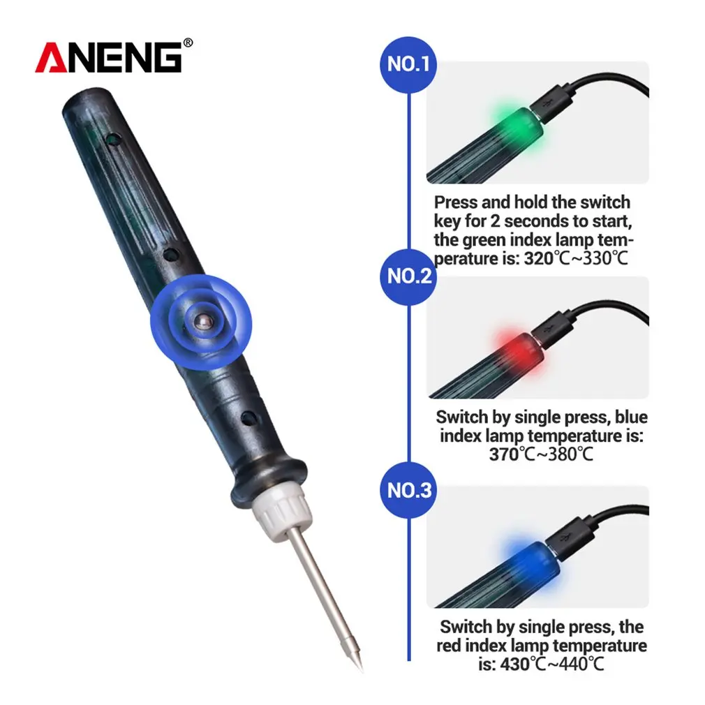 ANENG LT002 5 в 8 Вт мини USB Электрический паяльник ручка/наконечник сенсорный