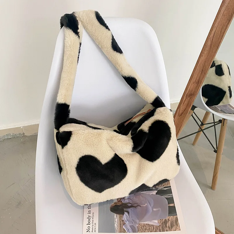 2021 Cow Pattern Winter Women Tote Handbags Casual Large Capacity Ladies Shoulder Bag Simple Fashion Female Messenger Bags