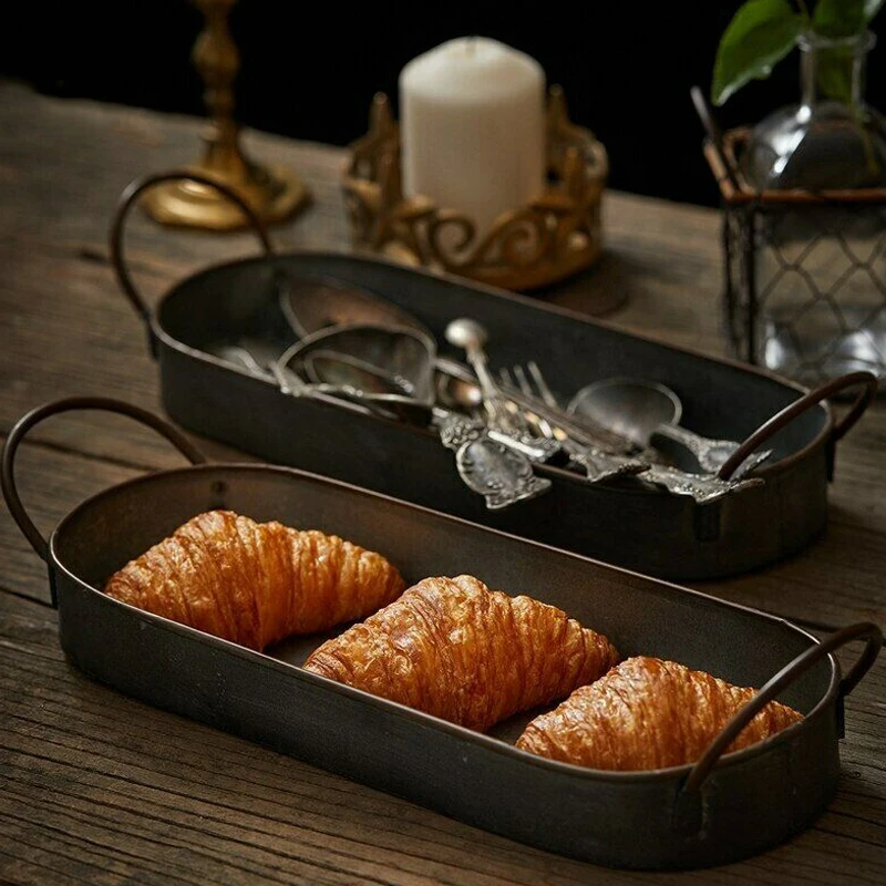 Тарелка для хлеба закусок декоративное хранилище металлический поднос в
