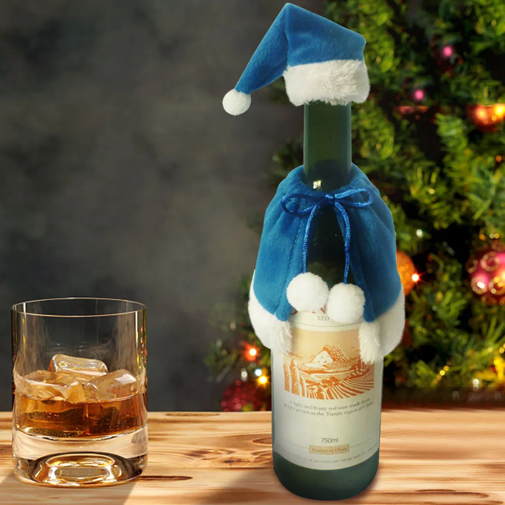 2 шт./компл. с голубыми рождественскими шаль бутылки вина Декор для ванной комнаты