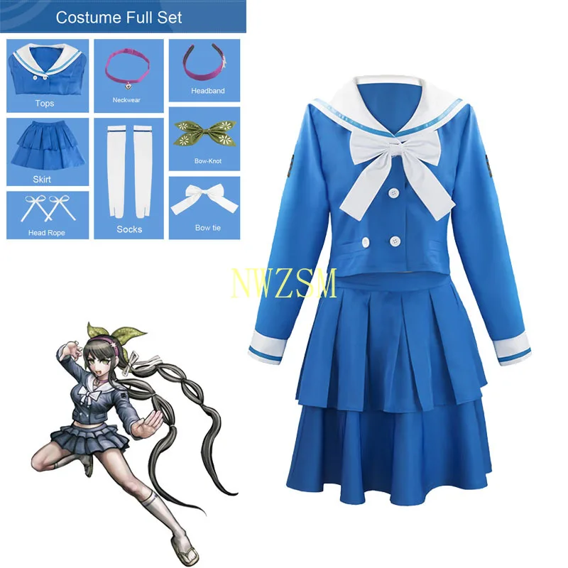 

Costume Danganronpa V3 Chabashira Tenko Cosplay Wig Schoolgirl JK Uniform Set Sailor Suit Halloween Carnival Anime Costumes