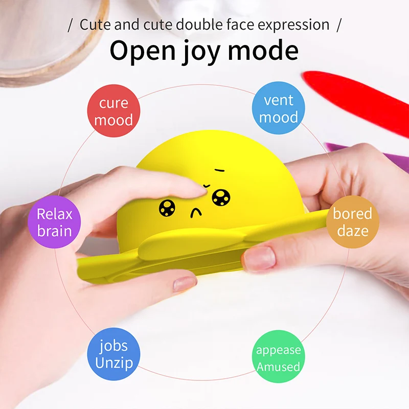 

Expression Emotional Octopus Silicone Decompression Kids Toy Fidget Toys Push Pop Flip Face-Changing Octopu Doll Two-Sided Mood