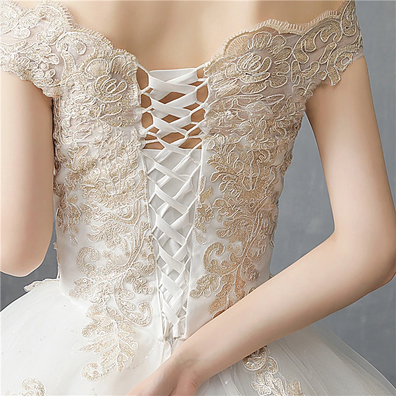 Новинка красивое свадебное платье с открытыми плечами и коротким рукавом