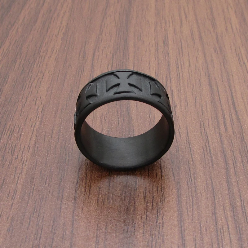 Мужское Винтажное кольцо с черным матовым покрытием из нержавеющей стали