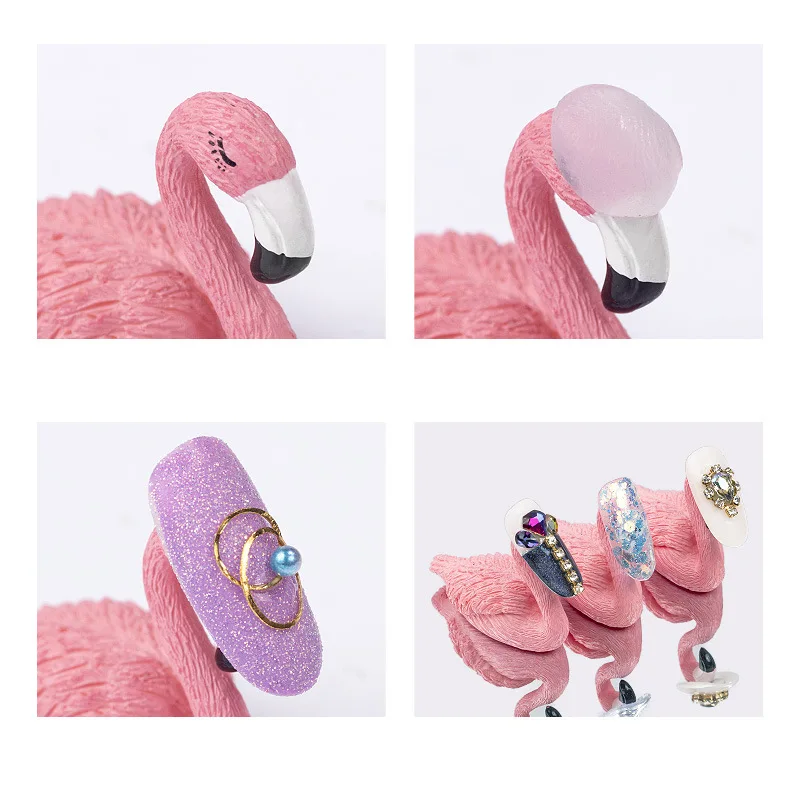 1Pc White Swan/Pink Flamingo Nail Tips Holder Practice Training Display Showing Acrylic Stand Art Salon DIY Manicure Tools |