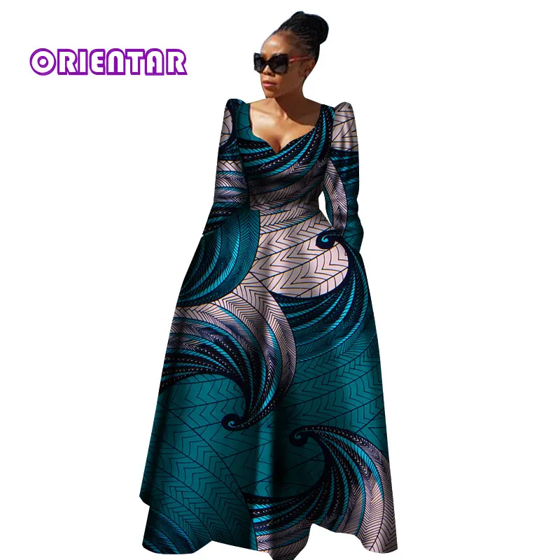 Женское Африканское платье длинное Дашики африканская базиновая одежда Осеннее