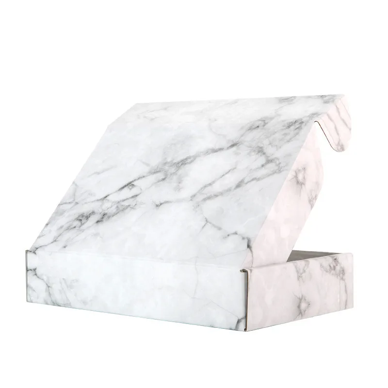 

5pcs Marble Cardboard Paper Box Costumes Storage Corrugated Folding Box Wedding Party Event Gift Packaging Box Favor Supplies