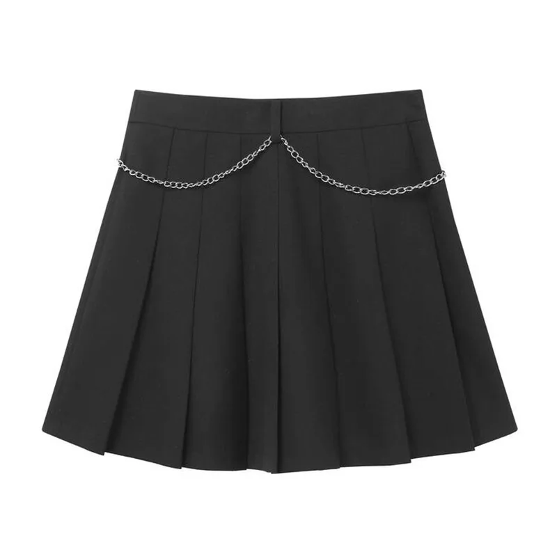 

Women's Pleated Skirt Casual Solid School Girl Uniform Mini Skirt High-Waisted Skirt Folds Zipper Summer Women's Clothing