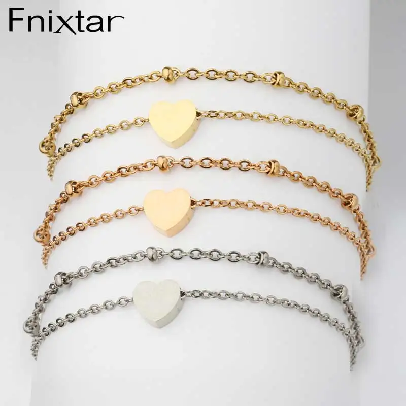 

Fnixtar, 20 шт., 22 + 5 см, двухслойные браслеты-цепочки в форме сердца, зеркальные блестящие бриллиантовые браслеты для женщин, ювелирные изделия