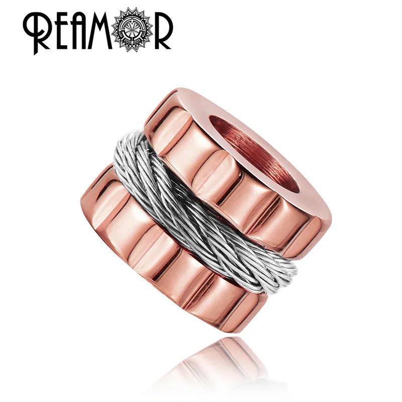 REAMOR новые металлические разделительные бусины из нержавеющей стали 316l черные стальные проволочные инкрустационные Подвески бусины для DIY браслета ювелирных изделий - Цвет: Rose Gold