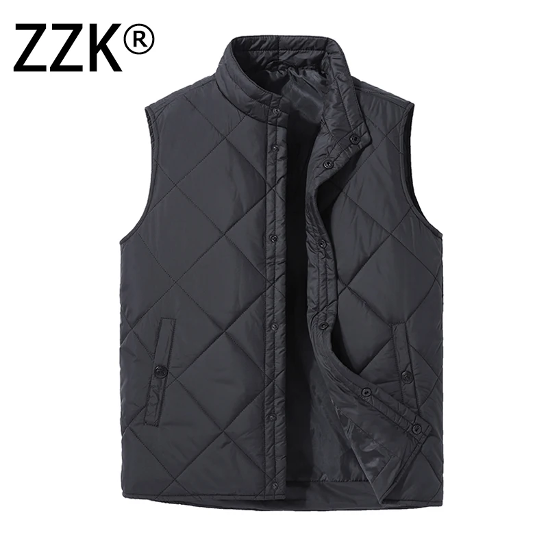 

ZZK Mens Vest Jacket Ultralight Sleeveless Puffer Sleeveless Vest Stand Slim Jacket Men Autumn Thicken Waistcoat Brand Clothing
